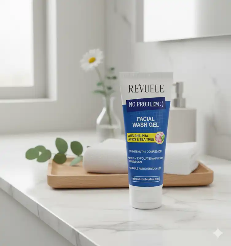 REVUELE No Problem Gel Nettoyant Visage AHA-BHA-PHA & Arbre à Thé 200ml Peau Acnéique Exfoliant - Image 3