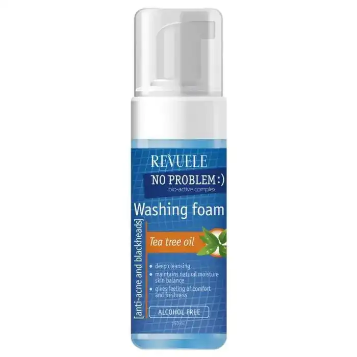 REVUELE No Problem Mousse Lavante Tea Tree 150ml Nettoyant Visage Moussant Purifiant Anti-Acné Peaux Grasses
