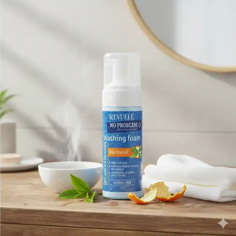 REVUELE No Problem Mousse Lavante Tea Tree 150ml Nettoyant Visage Moussant Purifiant Anti-Acné Peaux Grasses - Image 2
