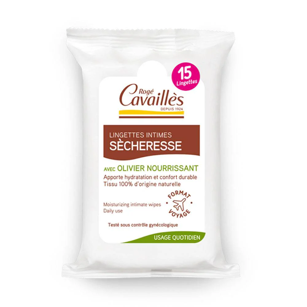 ROGÉ CAVAILLÈS Lingettes Intimes Sècheresse 15 Lingettes - Lingettes Hygiène Intime Premium