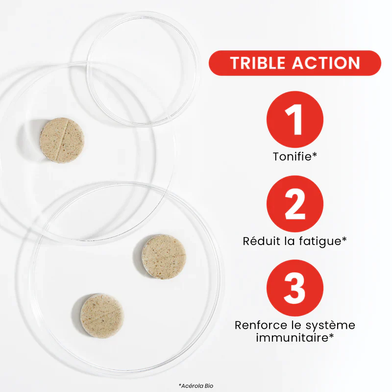 SANTAROME Acérola 1000 Tube 20 Comprimés Vitamine C Naturelle Immunité Vitalité Fatigue - Image 3