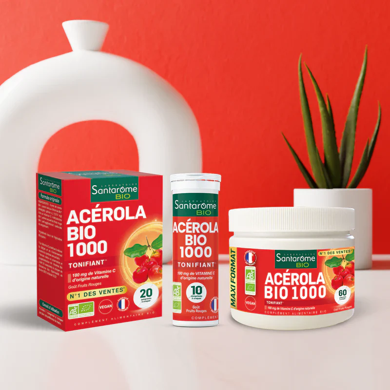 SANTAROME Acérola 1000 Tube 20 Comprimés Vitamine C Naturelle Immunité Vitalité Fatigue - Image 6