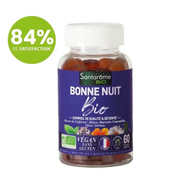 SANTAROME BIO Bonne Nuit 60 Gummies Sommeil Relaxation Endormissement Pavot Californie Naturel