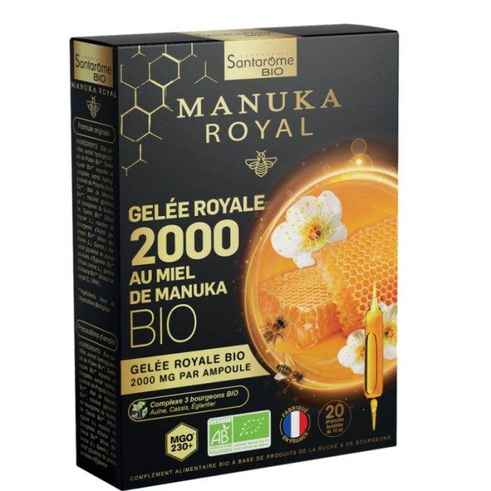SANTAROME Gelée Royale Miel Manuka BIO 2000mg 20 Ampoules Vitalité Immunité Énergie Antioxydant