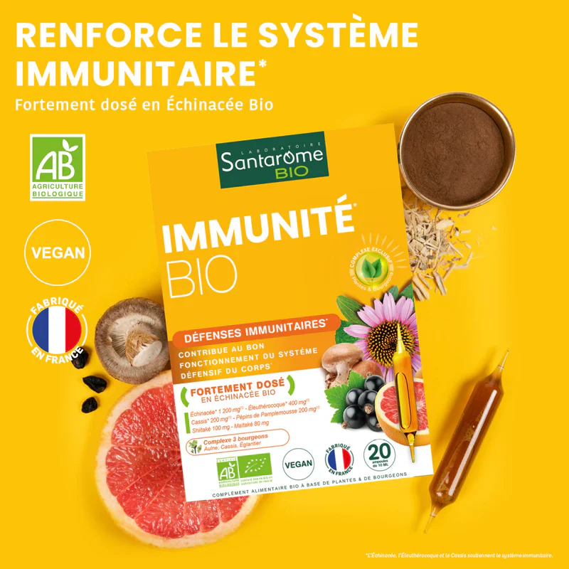SANTAROME Immunité BIO 20 Ampoules Complément Alimentaire Défenses Naturelles - Image 2