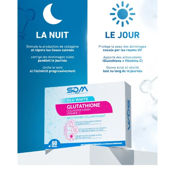 SDM Boost Glu White Glutathione 60 Gélules Complément Alimentaire Éclat Antioxydant - Image 6