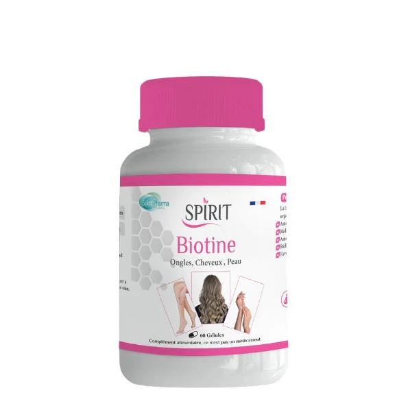 SPIRIT Biotine 60 Gélules Cheveux Ongles Peau Fortifiant Croissance Vitalité