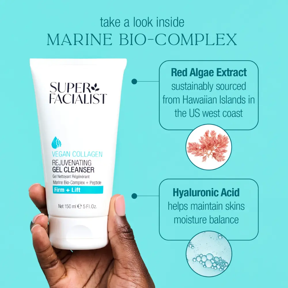 Super Facialist Vegan Collagen Rejuvenating Gel Cleanser 150ml Gel Nettoyant Visage Collagène Végétal Rajeunissant Anti-Âge - Image 3