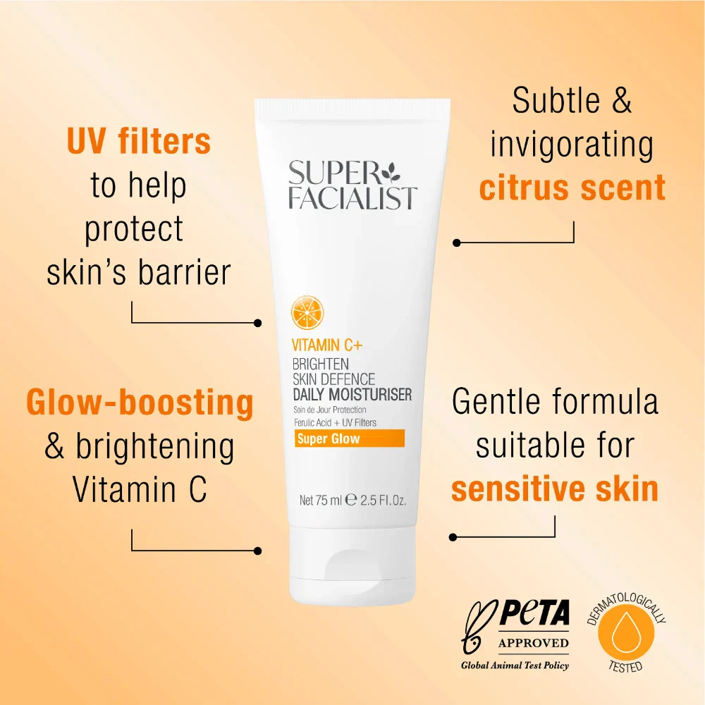 Super Facialist Vitamin C+ Brighten Skin Defence Daily Moisturiser 75ml Crème Hydratante Visage Vitamine C Protection - Image 3