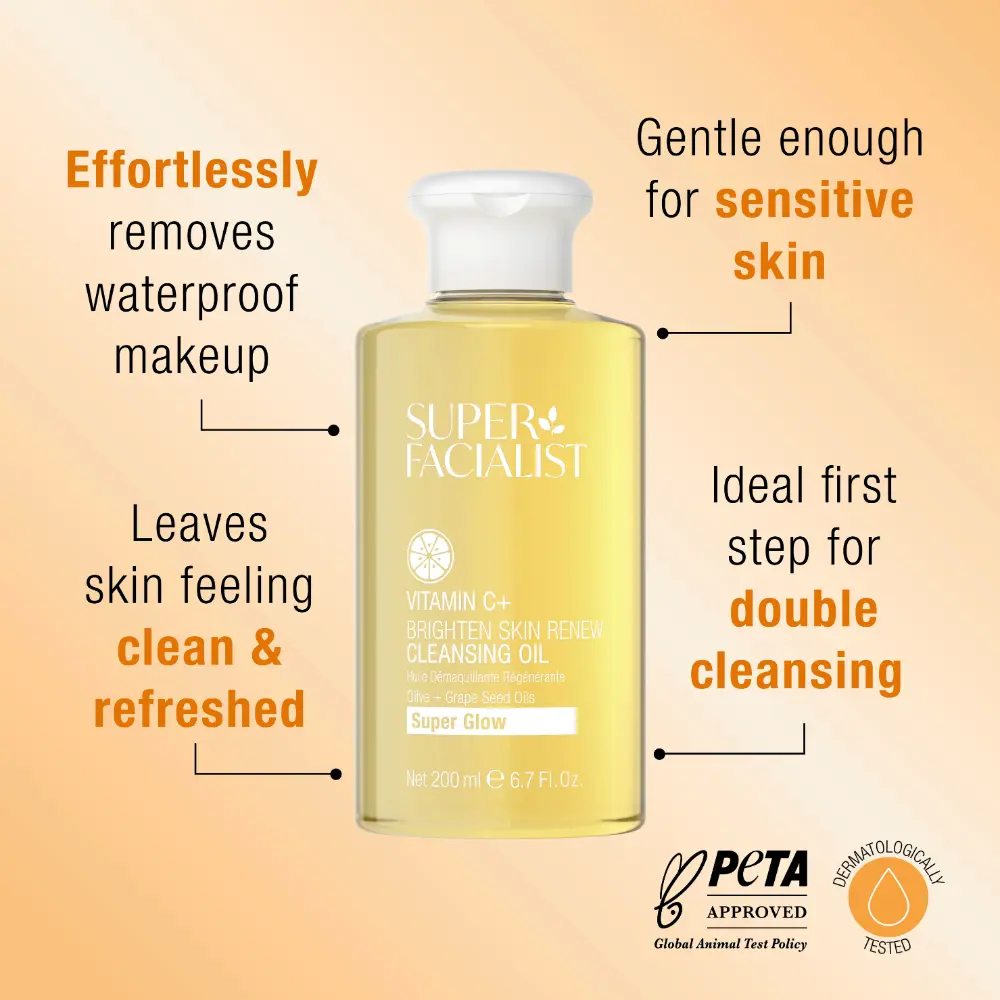 Super Facialist Vitamin C+ Cleansing Oil 200ml Huile Nettoyante Visage Vitamine C Antioxydante Éclat Lumineux - Image 3