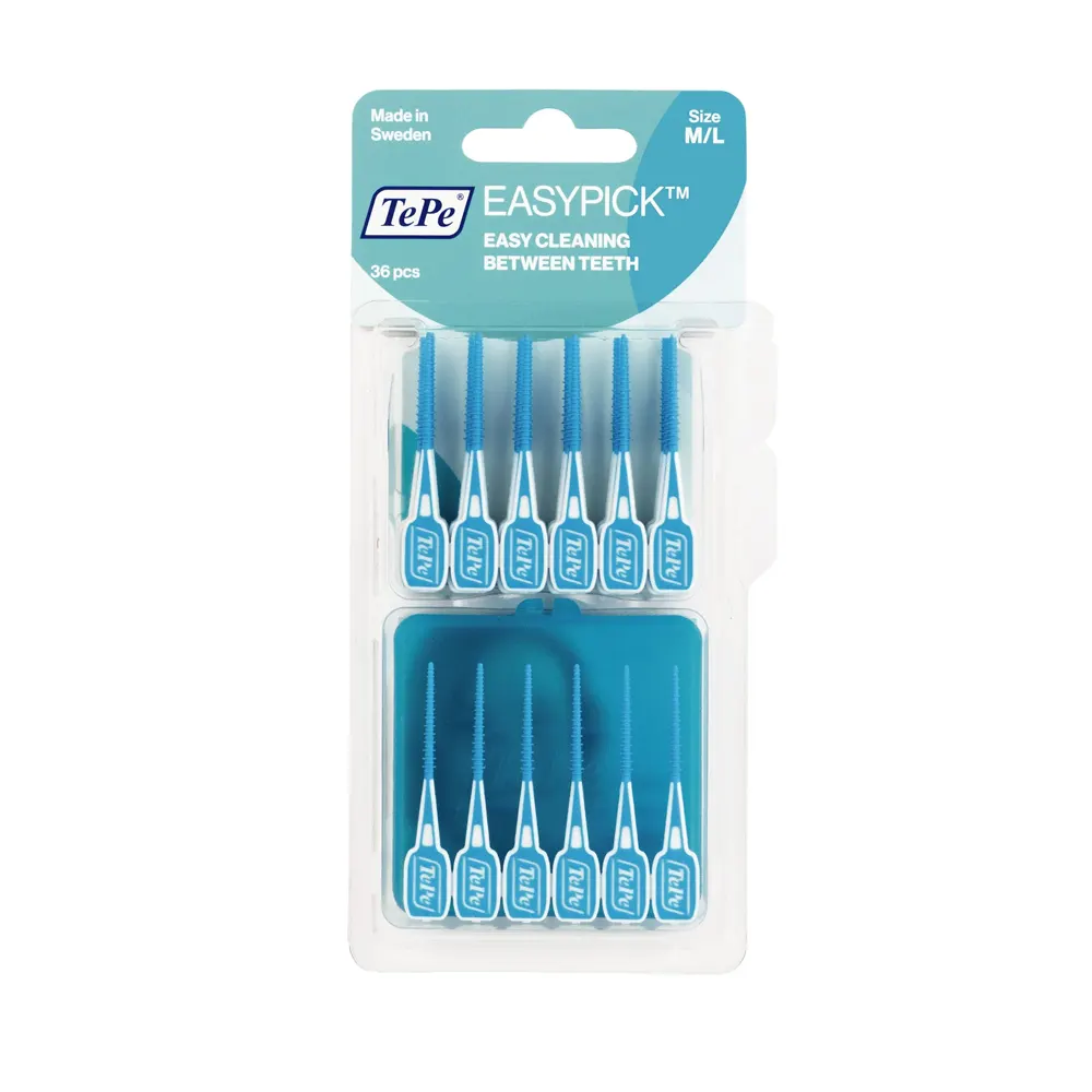 TePe EasyPick 36 Pièces Taille M/L Bleu Bâtonnets Interdentaires Silicone - Image 5