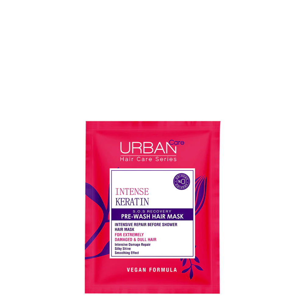 URBAN CARE Intense Keratin Masque Réparateur Avant Lavage 50ml Masque Pré-Shampoing Kératine Intense Cheveux Abîmés Réparation