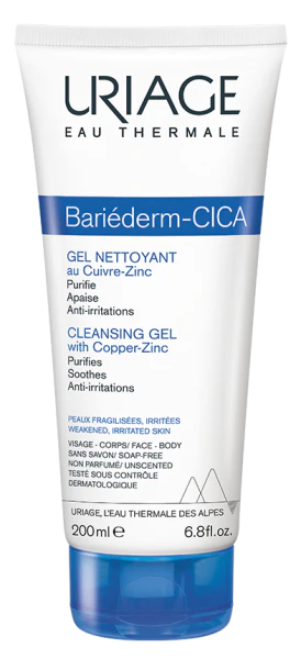 URIAGE Bariéderm Cica-Gel Nettoyant 200ml Cuivre-Zinc Peaux Irritées - Image 2
