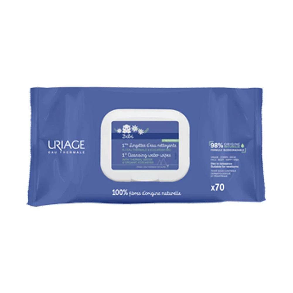 URIAGE Bébé 1ères Lingettes Nettoyantes 70pièces - Lingettes Douces Haute Tolérance Peaux Délicates