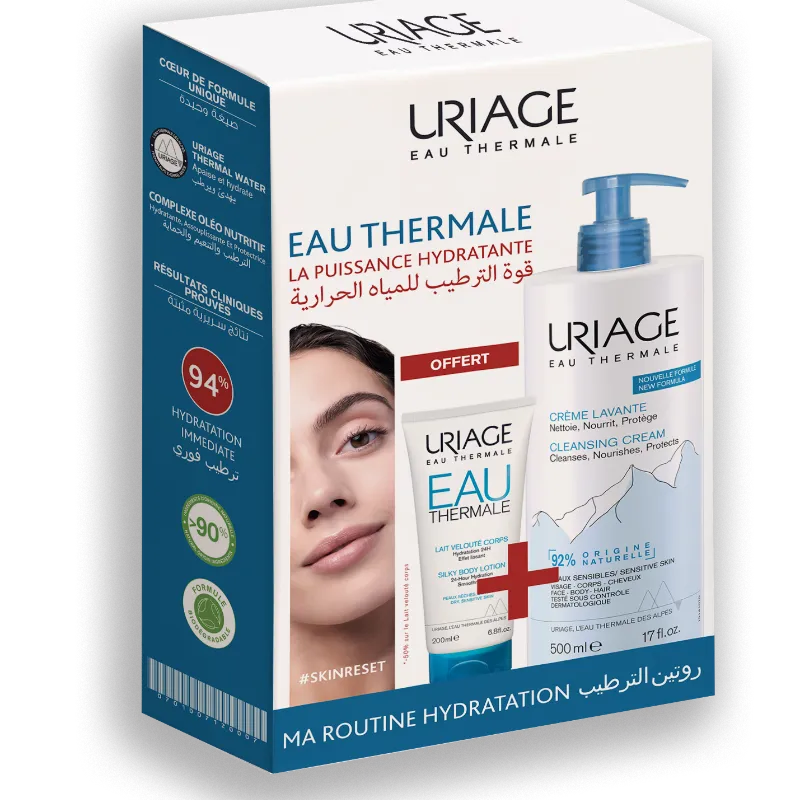 URIAGE Coffret Crème Lavante 500ml + Lait Velouté Corps 200ml Offert Coffret Soin Corps Hydratation Douceur - Image 2
