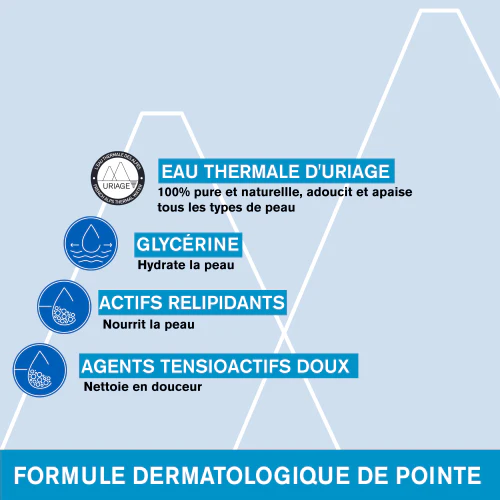 URIAGE Gel Surgras Liquide Dermatologique 500ml Gel Nettoyant Doux Sans Savon Peaux Sensibles - Image 4