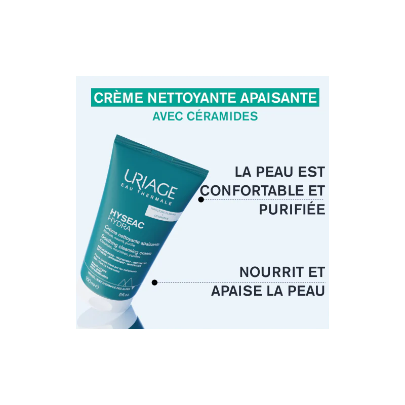 Uriage Hyseac Hydra Crème Nettoyante Apaisante 150ml Nettoyant Doux Peaux Grasses Mixtes Imperfections Hydratation Confort - Image 4