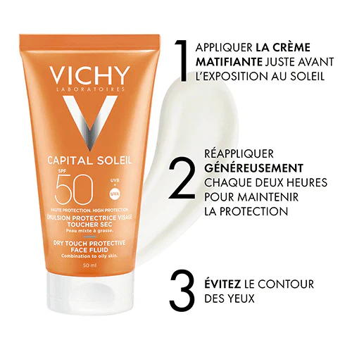 VICHY Capital Soleil Émulsion Toucher Sec SPF50+ Protection Solaire 50ml - Image 5