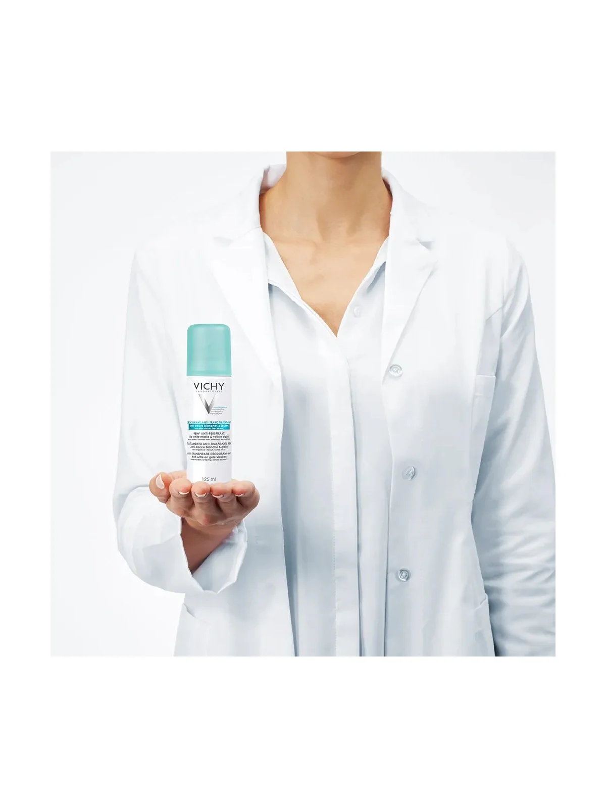 VICHY Déodorant Aérosol Anti-Transpirant 48H Anti-Traces Jaunes et Blanches 125ml - Image 2