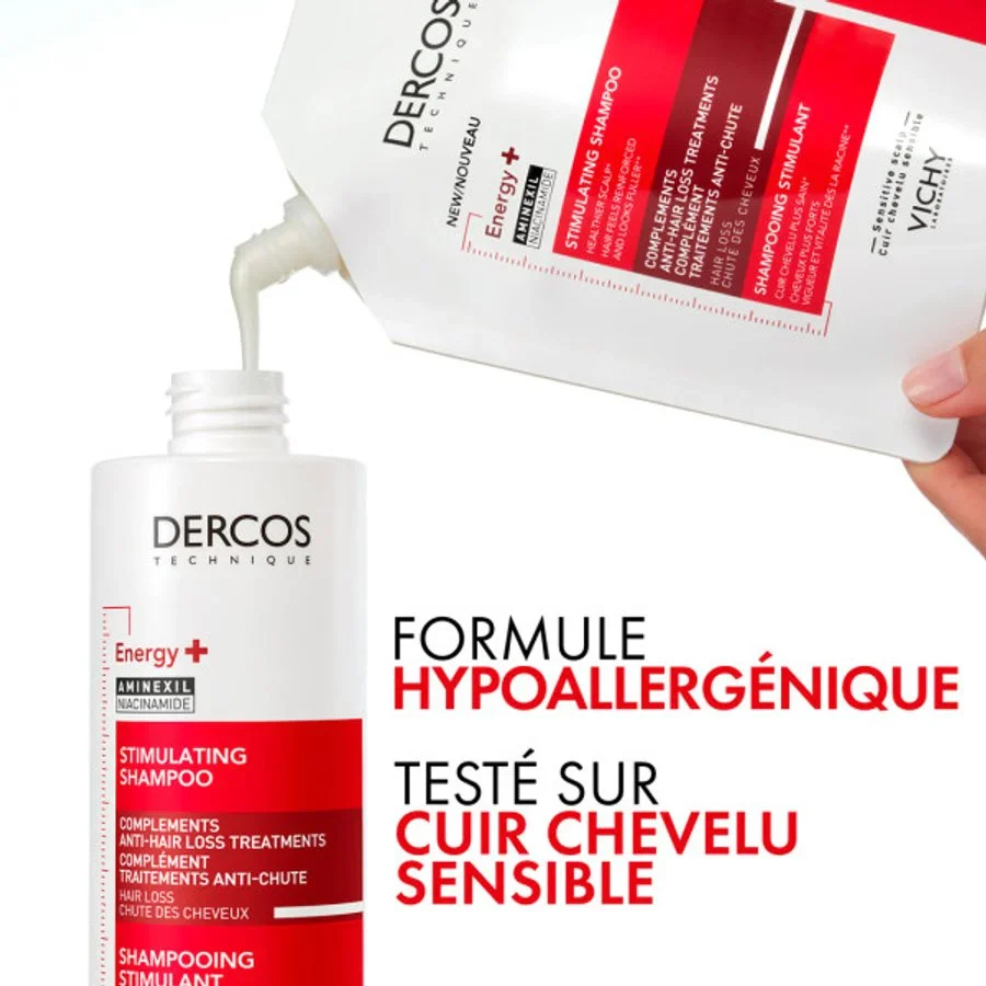 VICHY Dercos Shampooing Éco-Recharge Énergisant Anti-Chute 400ml Stimulant Croissance Cheveux - Image 2