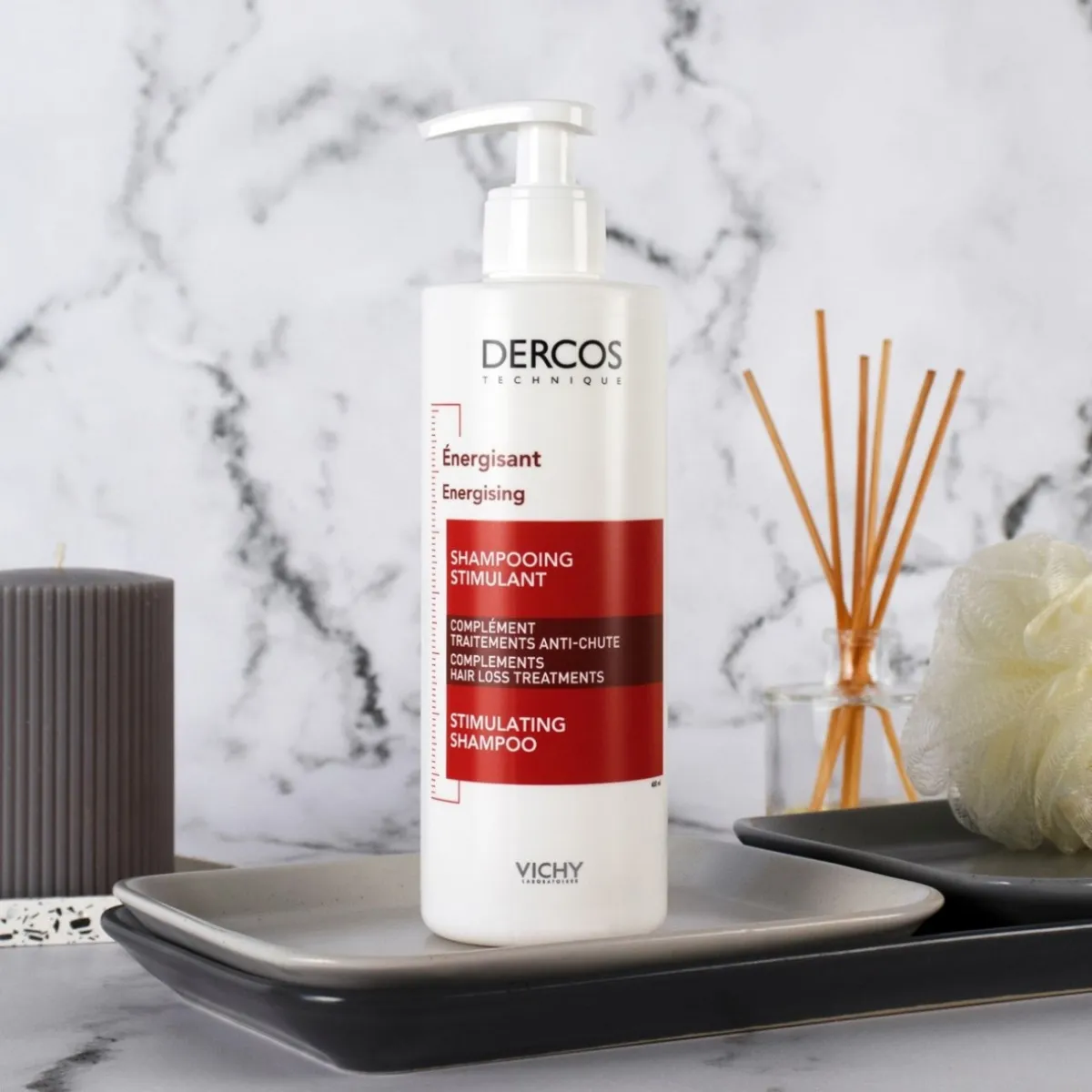VICHY Dercos Shampooing Énergisant Anti-Chute 400ml Aminexil Force Densité Cheveux Fins Clairsemés Format Économique - Image 2