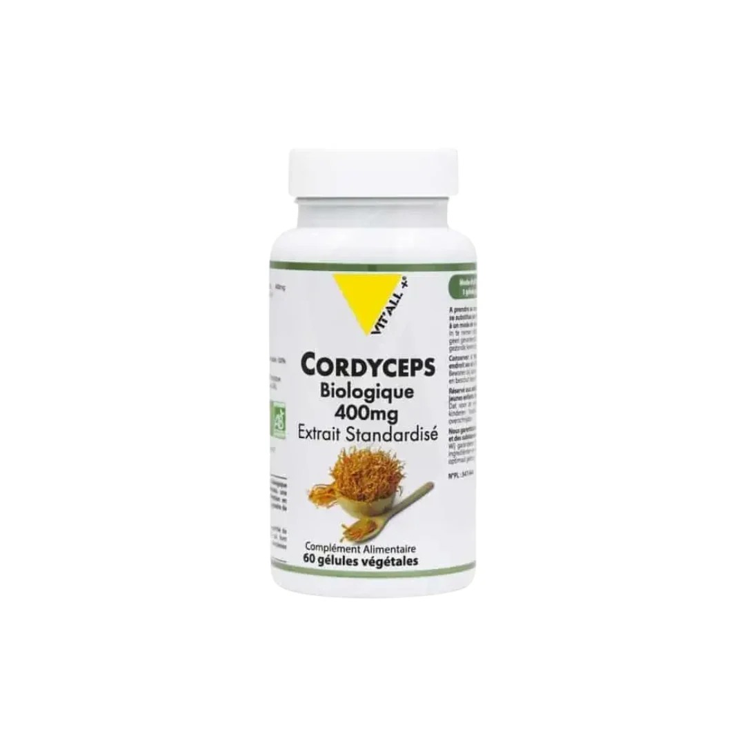 VITALL+ Cordyceps Biologique 400mg 60 Gélules Complément Alimentaire Énergie Vitalité Immunité