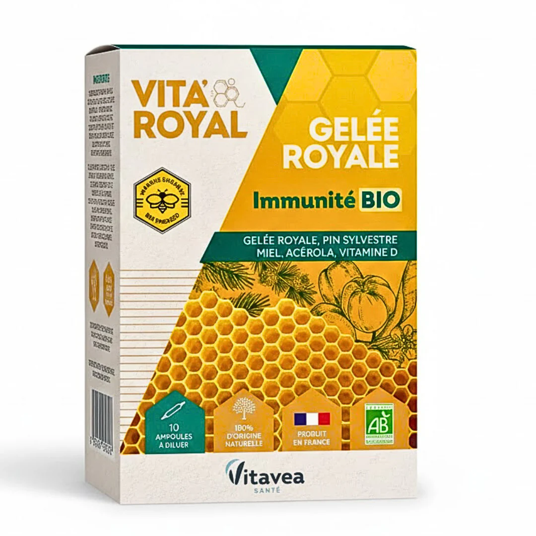 VITAVEA Vita Royal Immunité Bio 10 Ampoules 10ml Complément Alimentaire Défenses Naturelles Gelée Royale