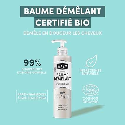 WAAM Baume Démêlant Certifié BIO 200ml Après-Shampooing Cheveux Secs Abîmés Démêlage Facilité Nutrition Intense - Image 2