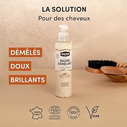 WAAM Baume Démêlant Certifié BIO 200ml Après-Shampooing Cheveux Secs Abîmés Démêlage Facilité Nutrition Intense - Image 4