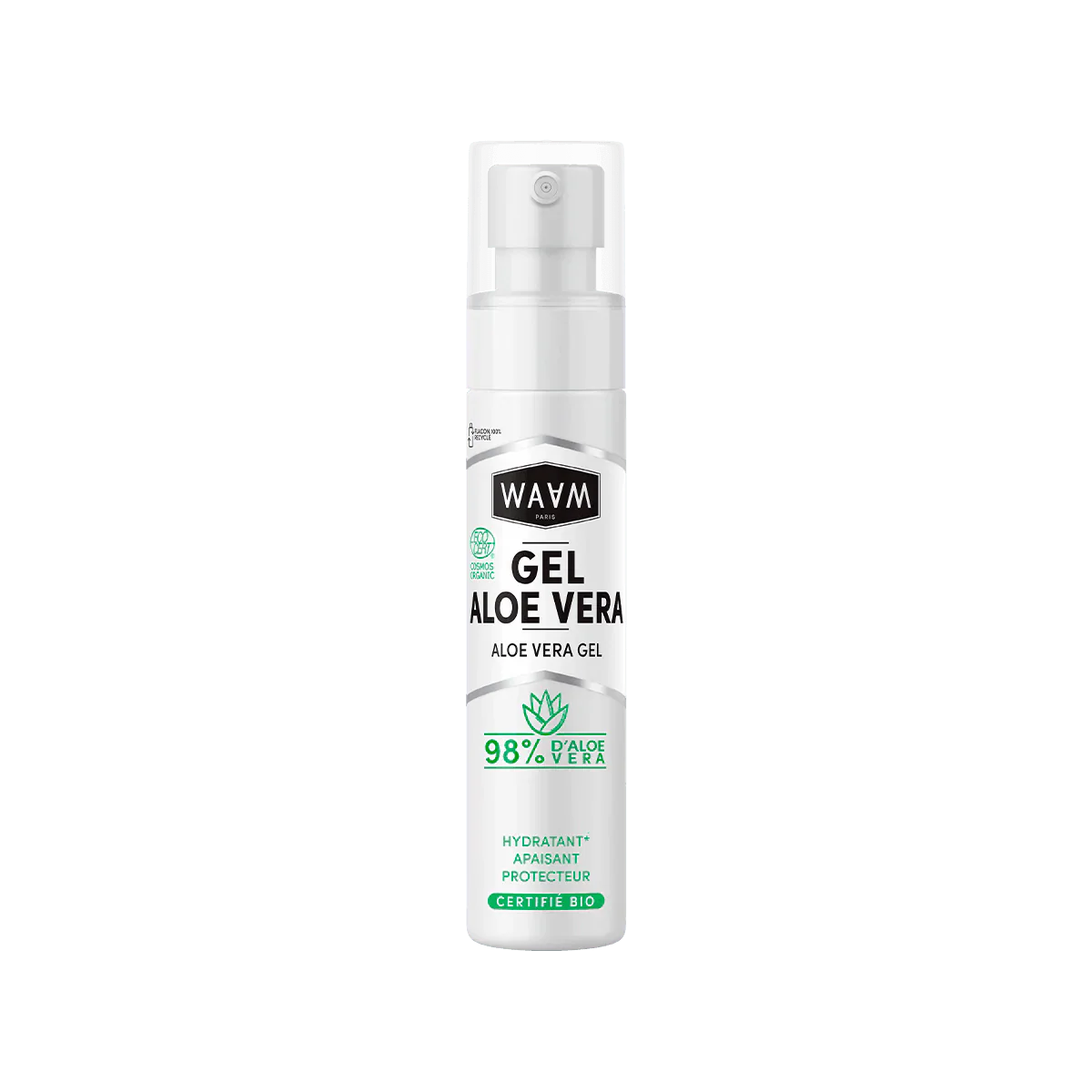 WAAM Gel d'Aloe Vera Certifiée BIO 200ml Soin Visage Corps Hydratant Apaisant Naturel Pur Régénérant Multi-Usage