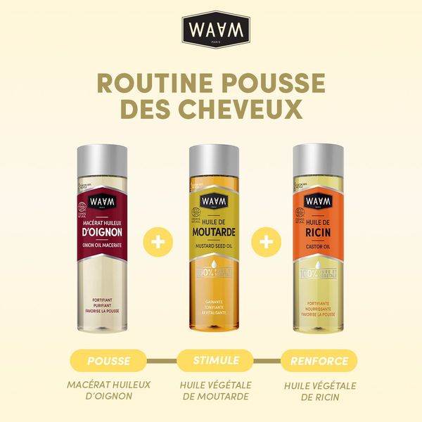 WAAM PACK d'Huiles Spéciales Pousse Cheveux Trio Stimulant Croissance Capillaire Ricin Nigelle Coco Bio Fortifiant Naturel - Image 2