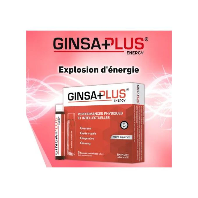 GINSA PLUS ENERGYSHOT 5 FLACONS MONODOSES 25 ML